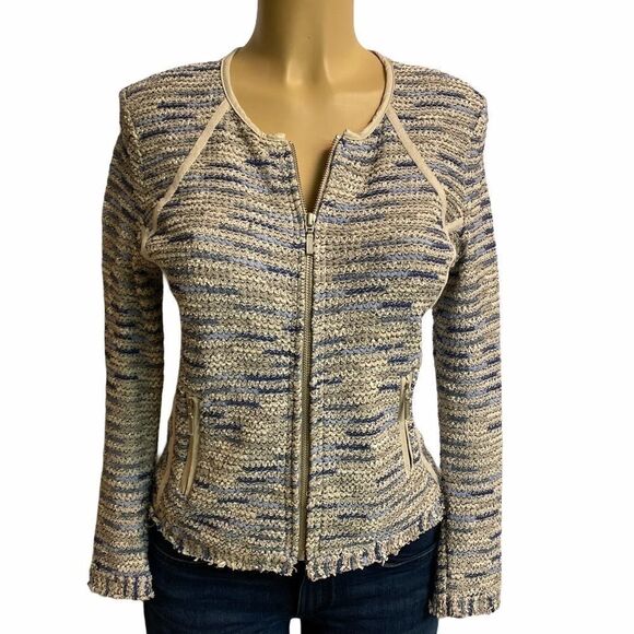 NIC+ZOE tweed jacket zip blazer petite Size S D29 - Picture 3 of 13